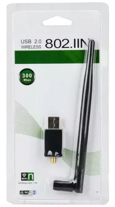  - Antenas - preta - Central - unidade    Cod. ANTENA WIFI USB 802.IIN